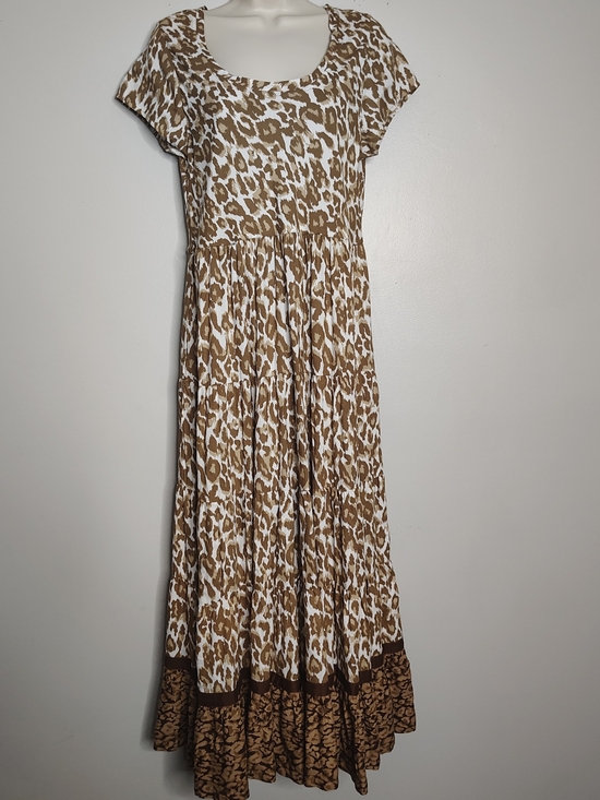 Soft Surroundings Dresses & Skirts - Soft Surroundings Dress Kara Tiered Midi Mocha Tan Leopard Animal Small NWT